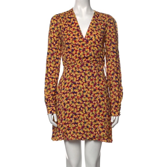 SALONI long sleeve patterned wrap dress 6 - Picture 1 of 5